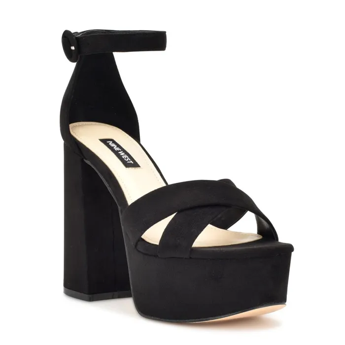 Willie Platform Sandals Black Suede Women Nine West Platforms Willie Platform Sandals Black Suede Women Nine West Platforms