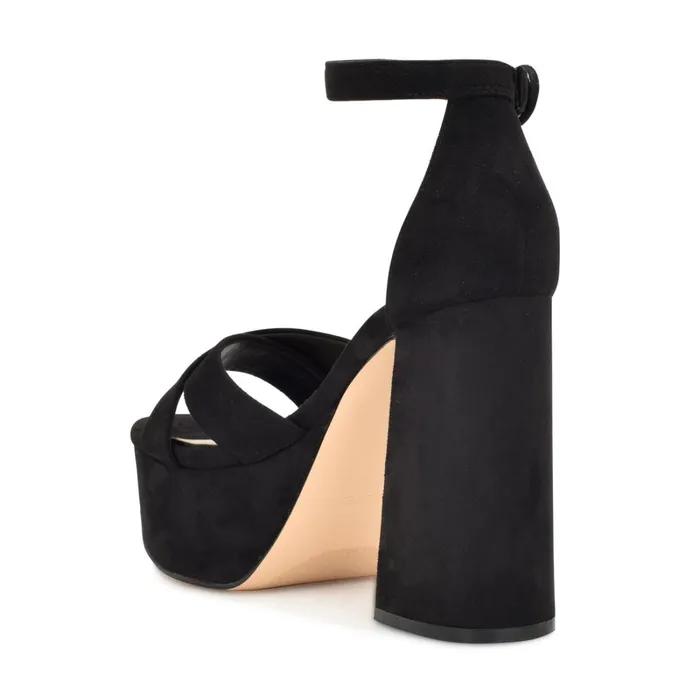 Willie Platform Sandals Black Suede Women Nine West Platforms Willie Platform Sandals Black Suede Women Nine West Platforms