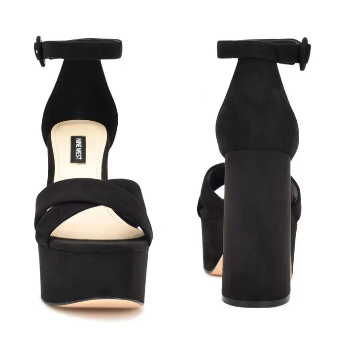 Willie Platform Sandals Black Suede Women Nine West Platforms Willie Platform Sandals Black Suede Women Nine West Platforms