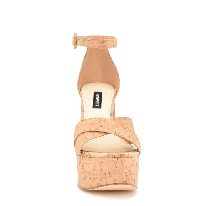 Willie Platform Sandals Natural Cork Women Nine West Heeled Willie Platform Sandals Natural Cork Women Nine West Heeled