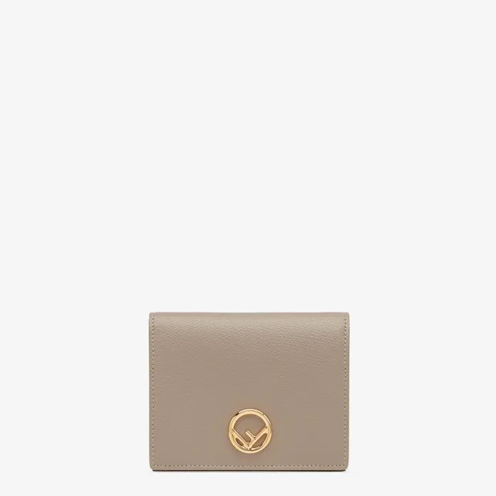 Woman Beige Compact Leather Wallet Brown Fendi Wallets