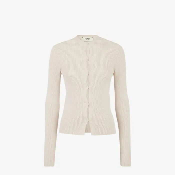 Woman Beige Cotton Cardigan Beige Fendi Knitwear