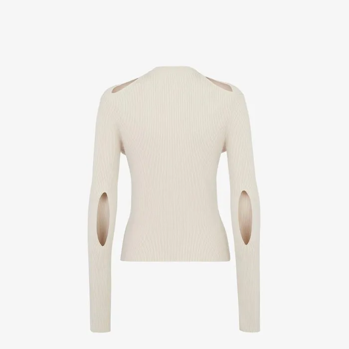 Woman Beige Cotton Cardigan Beige Fendi Knitwear
