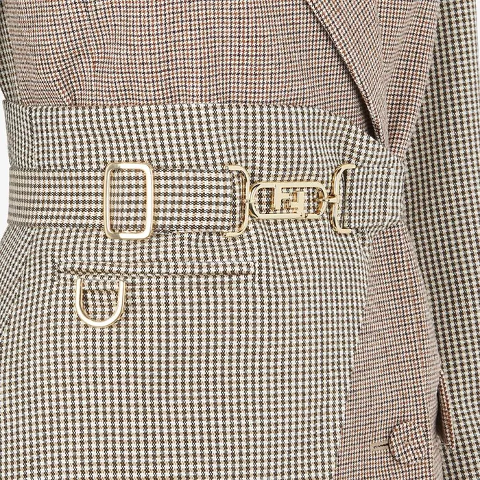 Woman Beige Houndstooth Wool Jacket Beige Fendi Jackets