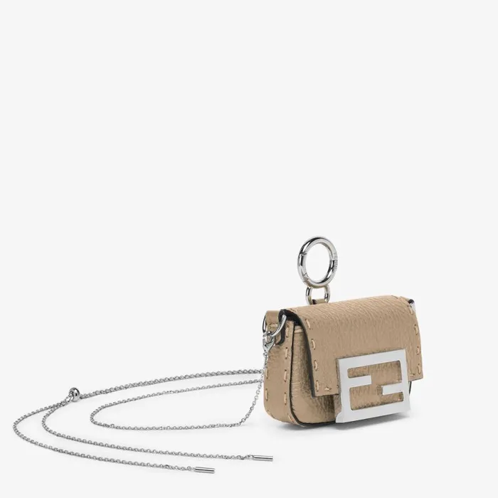 Woman Beige Leather Charm Beige Fendi Miniature Bags