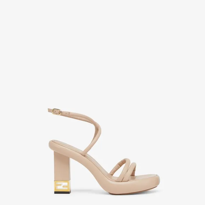 Woman Beige Nappa Leather Sandals Pink Fendi Sandals