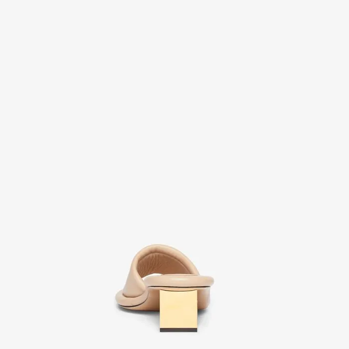 Woman Beige Nappa Leather Slides Beige Fendi Slides and Mules