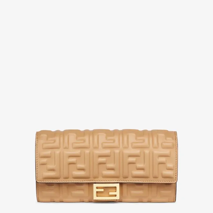 Woman Beige Nappa Leather Wallet Beige Fendi Wallets
