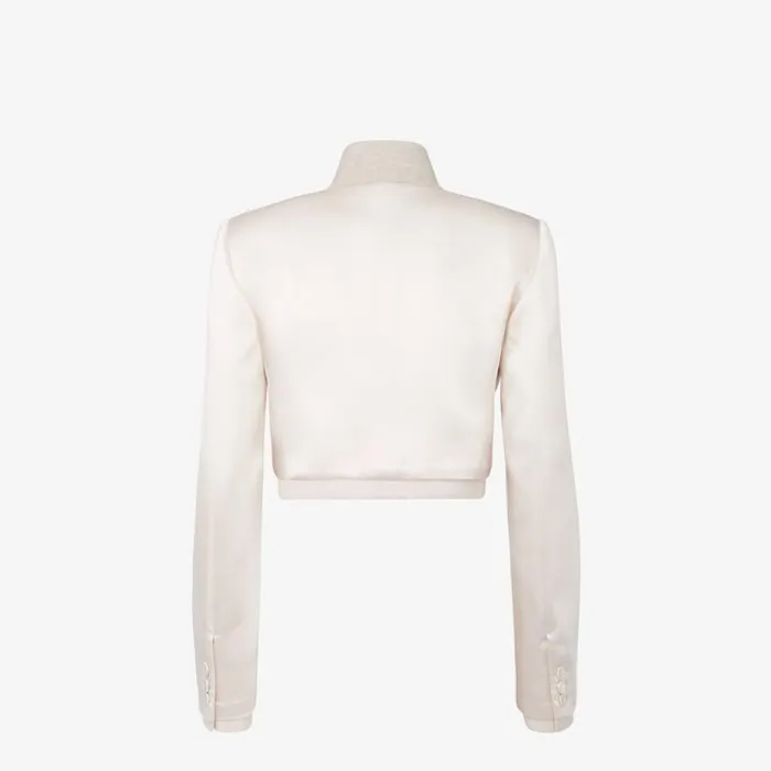 Woman Beige Satin And Wool Gabardine Jacket Beige Fendi Jackets