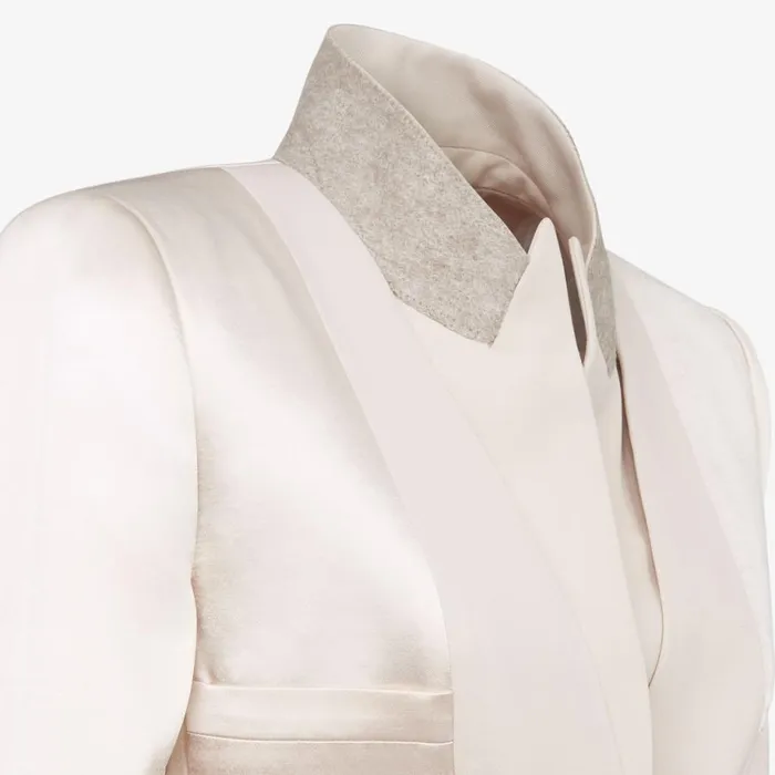 Woman Beige Satin And Wool Gabardine Jacket Beige Fendi Jackets