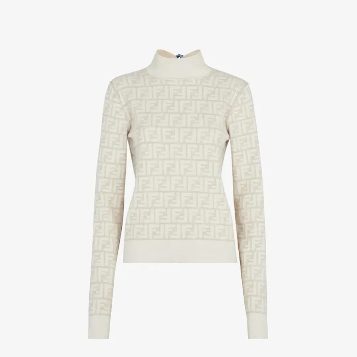 Woman Beige Wool Jumper Beige Fendi Knitwear