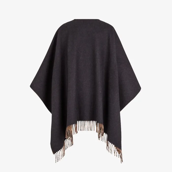 Woman Black Cashmere And Wool Poncho Black Fendi Scarves and Silks