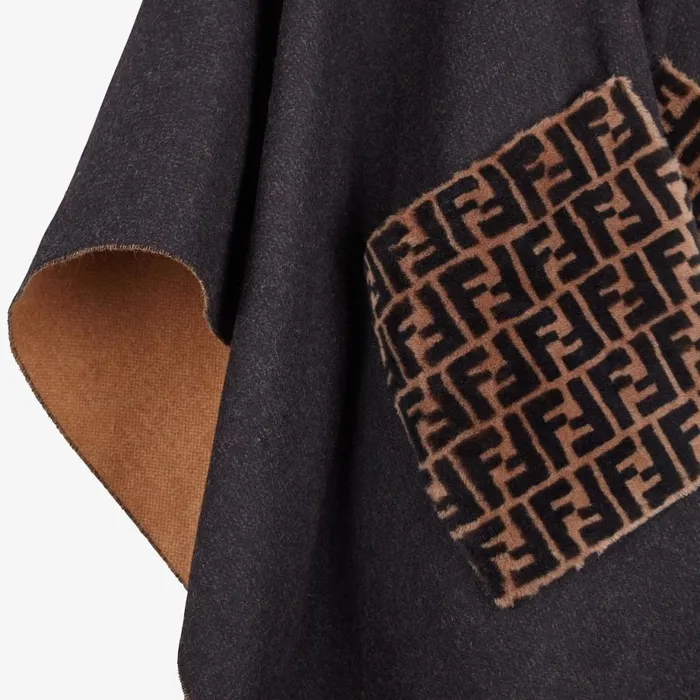 Woman Black Cashmere And Wool Poncho Black Fendi Scarves and Silks