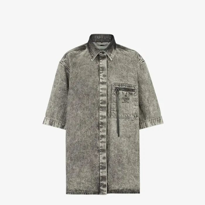 Woman Black Denim Shirt Black Fendi Denim