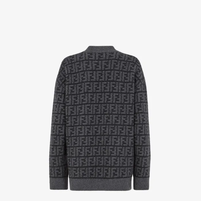 Woman Black Ff Crocheted Cashmere Pullover Black Fendi Knitwear