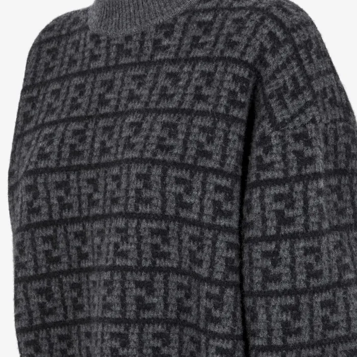 Woman Black Ff Crocheted Cashmere Pullover Black Fendi Knitwear