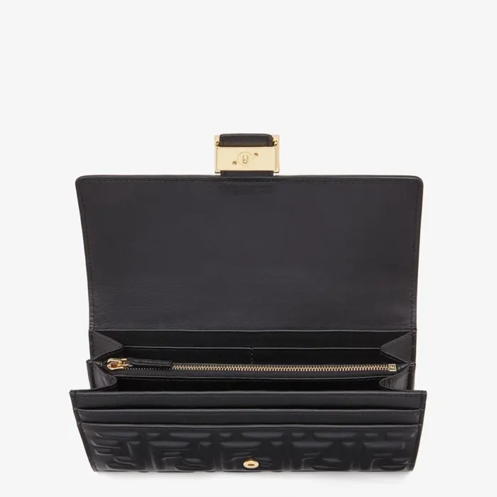 Woman Black Nappa Leather Wallet Black Fendi Wallets