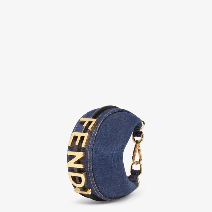 Woman Blue Denim Charm Blue Fendi Miniature Bags
