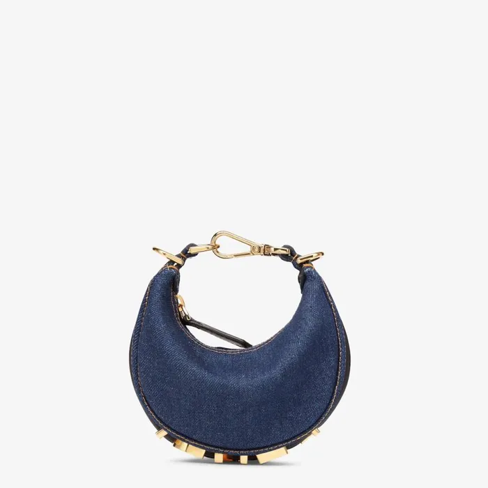 Woman Blue Denim Charm Blue Fendi Miniature Bags