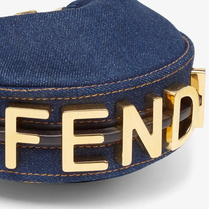 Woman Blue Denim Charm Blue Fendi Miniature Bags