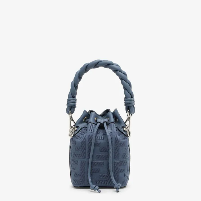 Woman Blue Ff Canvas MiniBag Blue Fendi Mini Bags