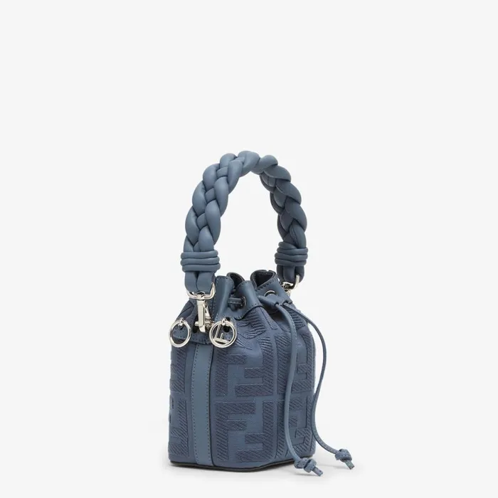 Woman Blue Ff Canvas MiniBag Blue Fendi Mini Bags
