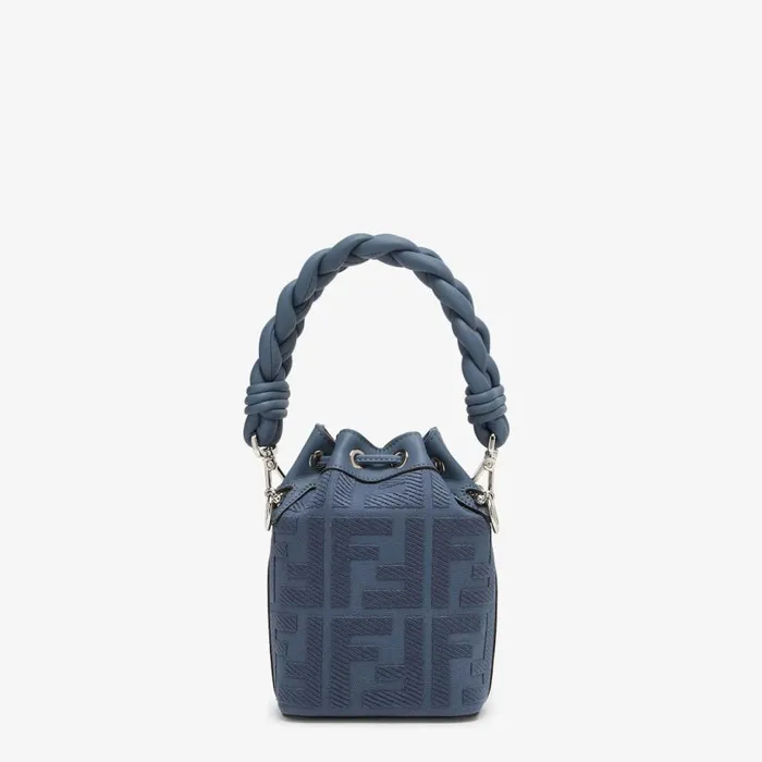 Woman Blue Ff Canvas MiniBag Blue Fendi Mini Bags