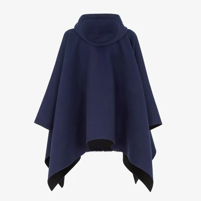 Woman Blue Mink And Wool Poncho Blue Fendi Scarves and Silks