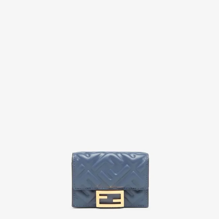 Woman Blue Nappa Leather Wallet Blue Fendi Wallets