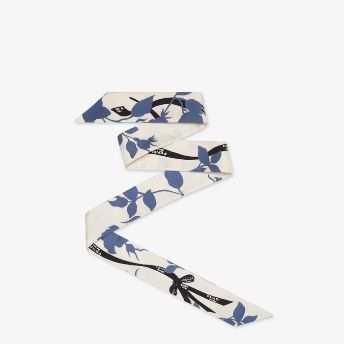 Woman Blue Organic Silk Bandeau Blue Fendi Scarves and Silks