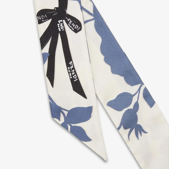 Woman Blue Organic Silk Bandeau Blue Fendi Scarves and Silks