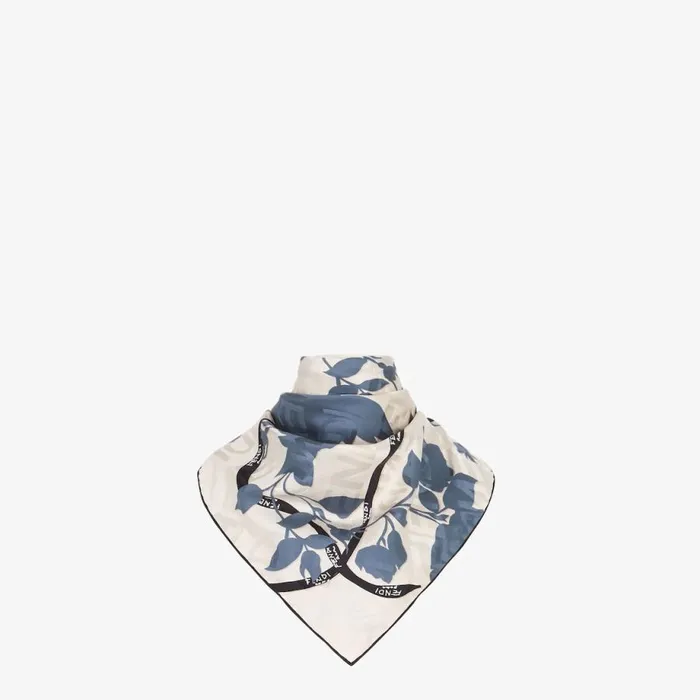 Woman Blue Organic Silk Foulard Blue Fendi Scarves and Silks