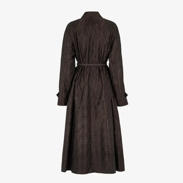 Woman Brown Ff Jacquard Fabric Trench Coat Brown Fendi Coats and Outerwear