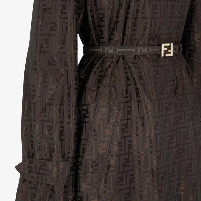 Woman Brown Ff Jacquard Fabric Trench Coat Brown Fendi Coats and Outerwear