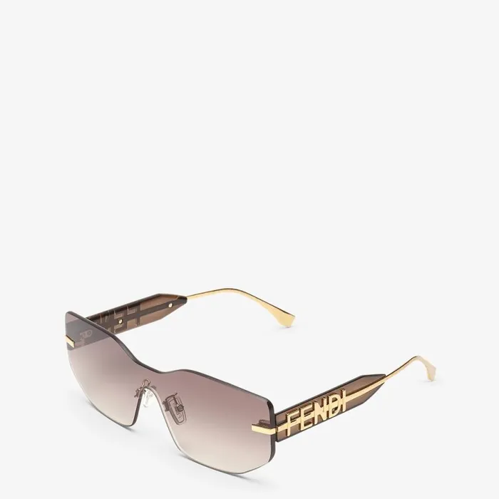 Woman Brown Gradient Shield Sunglasses Fendi Sunglasses