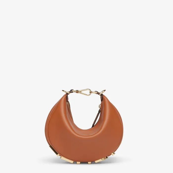 Woman Brown Leather MiniBag Brown Fendi Hobo Bags