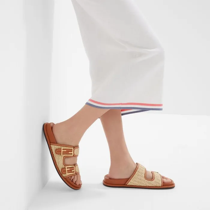 Woman Brown Leather Slides Brown Fendi Slides and Mules