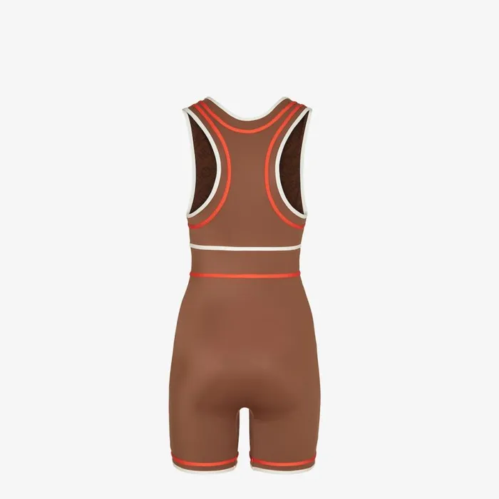 Woman Brown Lycra Bodysuit Brown Fendi Swimwear