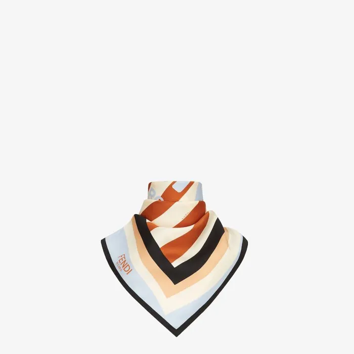 Woman Brown Silk Foulard Fendi Scarves and Silks