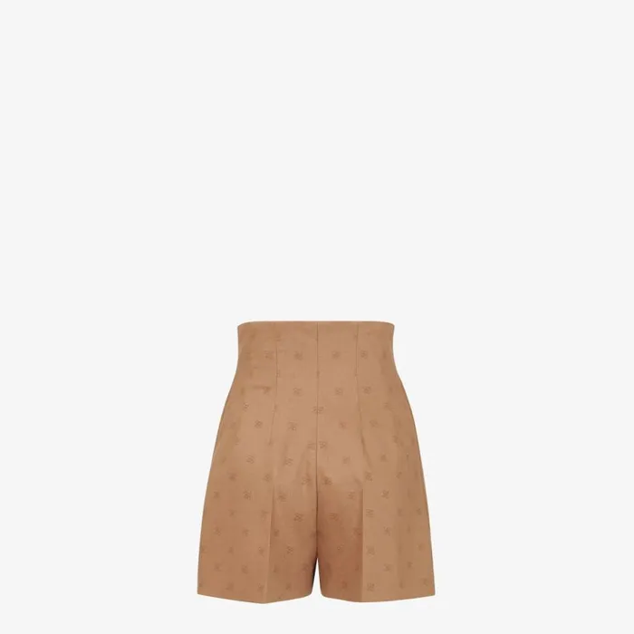 Woman CamelColoured Wool Shorts Beige Fendi Pants and Shorts