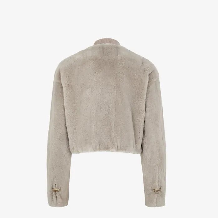 Woman Dove Grey Nylon And Mink Jacket Beige Fendi Coats and Outerwear