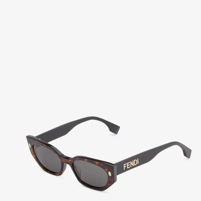 Woman Ff Havana And Black Acetate Sunglasses Black Fendi Sunglasses