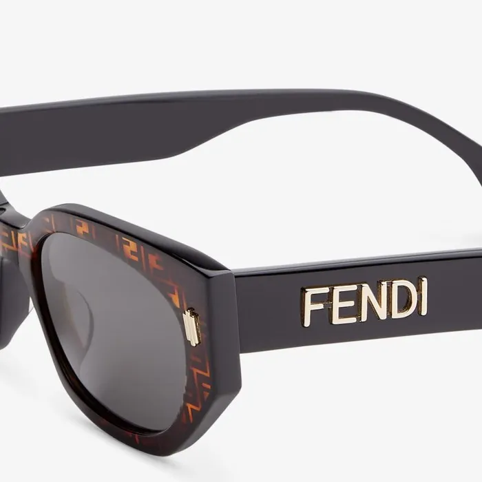 Woman Ff Havana And Black Acetate Sunglasses Black Fendi Sunglasses