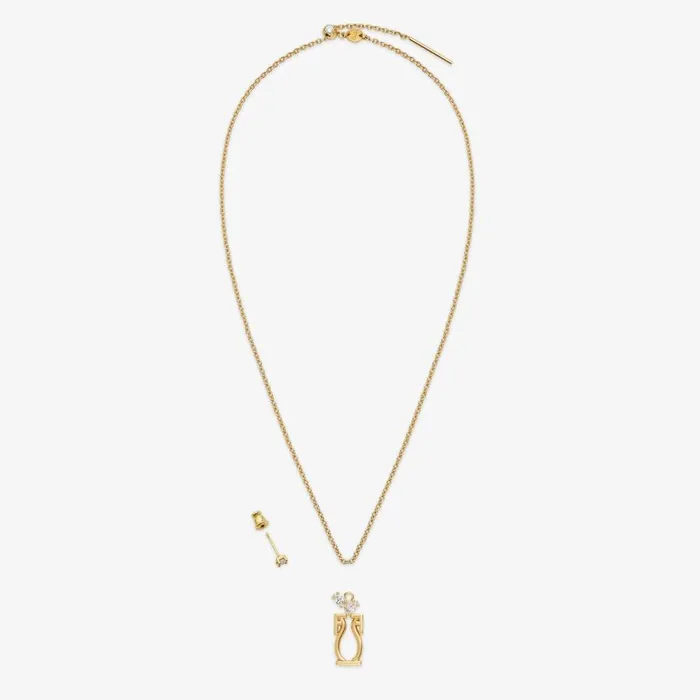 Woman GoldColour Aquarius Set Gold Fendi Necklaces