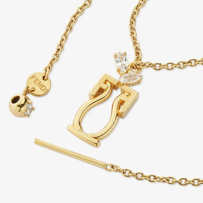 Woman GoldColour Aquarius Set Gold Fendi Necklaces