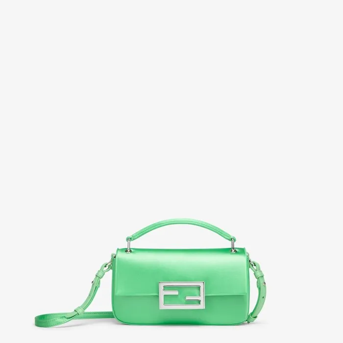 Woman Green Satin Pouch Green Fendi Mini Bags