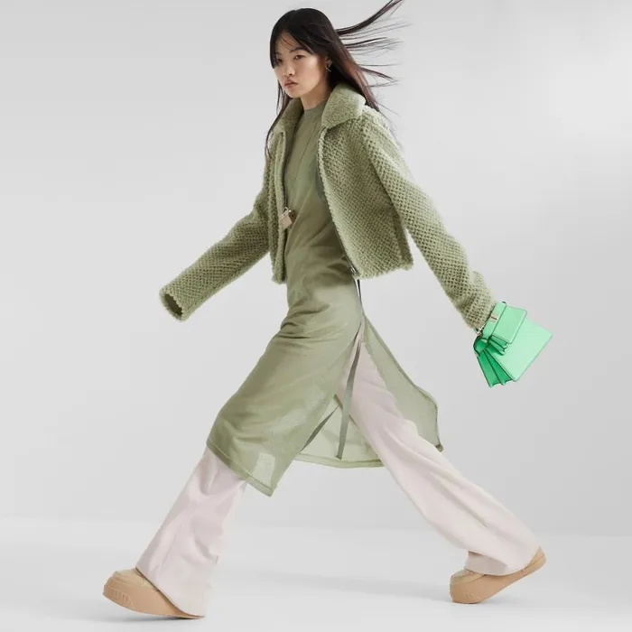 Woman Green Shearling Jacket Green Fendi Coats and Outerwear