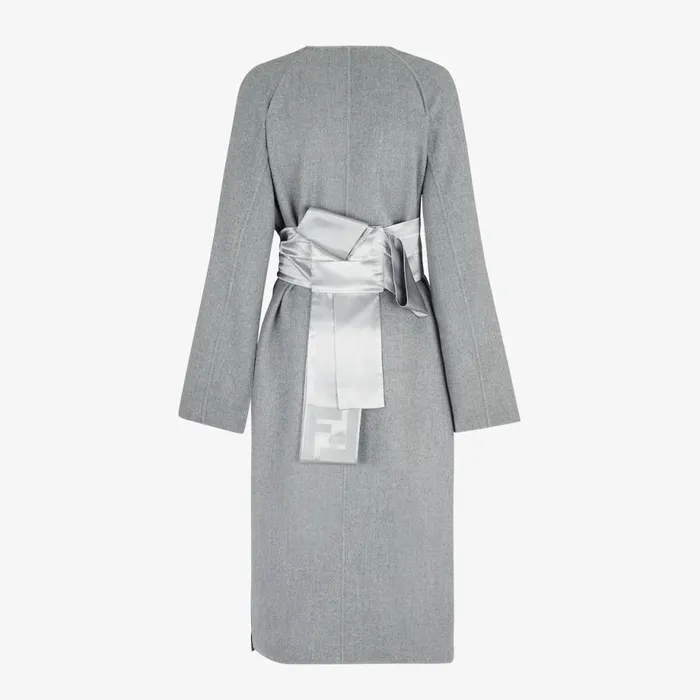 Woman Grey DoubleSided Cashmere Overcoat Grey Fendi Coats and Outerwear