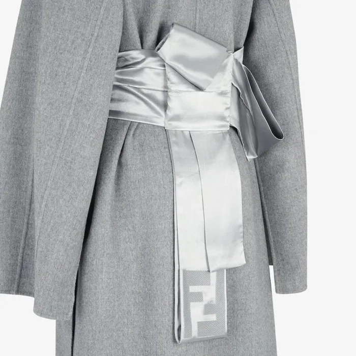 Woman Grey DoubleSided Cashmere Overcoat Grey Fendi Coats and Outerwear