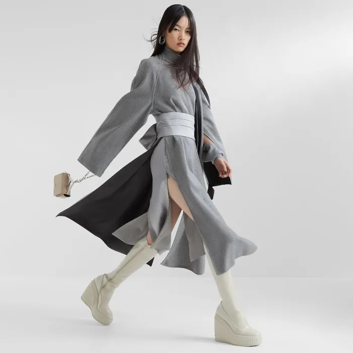 Woman Grey DoubleSided Cashmere Overcoat Grey Fendi Coats and Outerwear